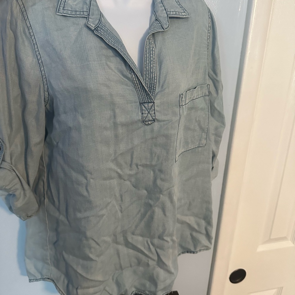 Denim Chambray Pullover Top
